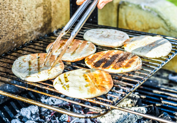 istock Pita bread on the grill 1348367661