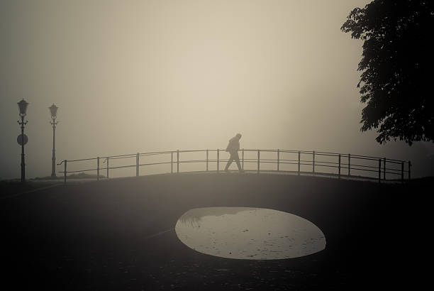 istock Lonely walker in a misty morning 134836795