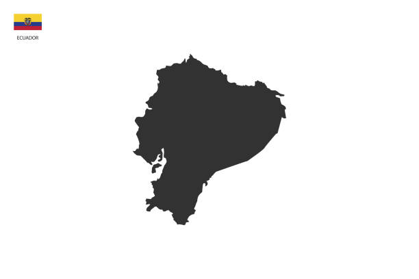 Ecuador black shadow map vector on white background and country flag icon left corner. Ecuador black shadow map vector on white background and country flag icon left corner. ecuador stock illustrations