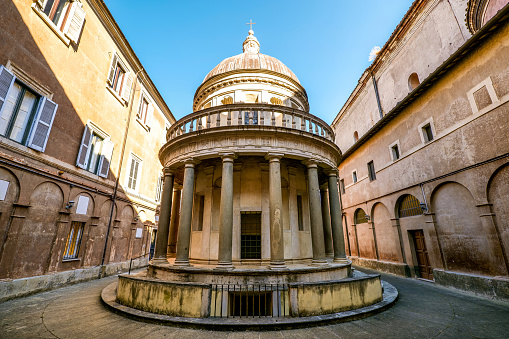 Vatican City, Vatican - 27 November, 2022: detail of Saint Peter's Basilica and obelisk in the Vatican