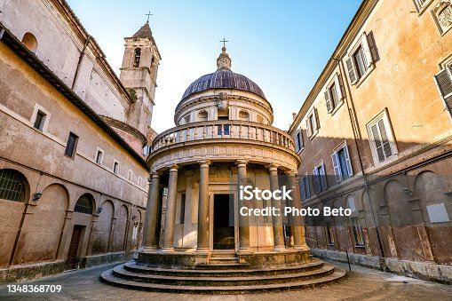istock The Tempietto del Bramante in the courtyard of San Pietro in Montorio in Trastevere in the heart of Rome 1348368709
