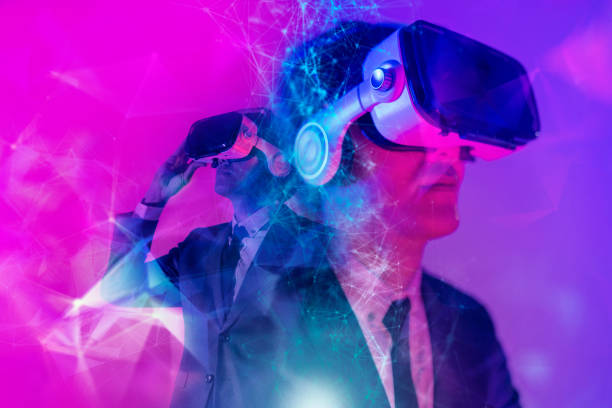 istock Metaverse digital cyber world technology, man with virtual reality VR goggle playing AR augmented reality game and entertainment, futuristic lifestyle 1348369697