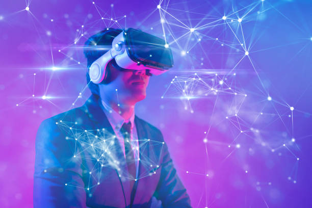 istock Metaverse digital cyber world technology, man with virtual reality VR goggle playing AR augmented reality game and entertainment, futuristic lifestyle 1348369702