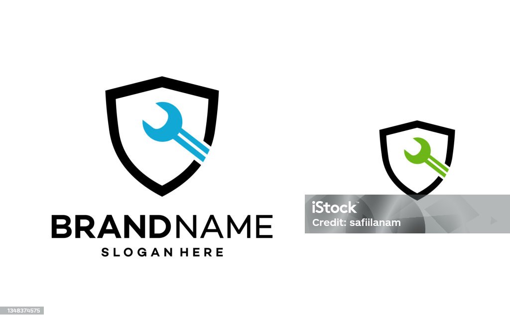Service Sheild Shield Service Logo Design Template Illustration Vector Stock ...