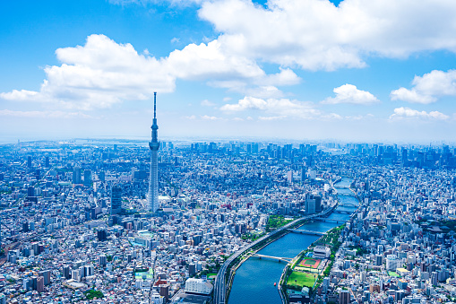 Tokyo city center aerial photo