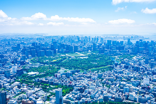 Tokyo city center aerial photo