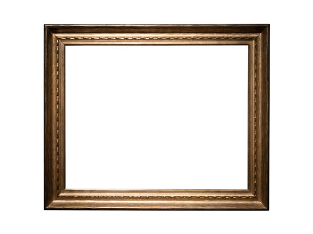 istock Vintage golden wood frame isolated on white background 1348377843