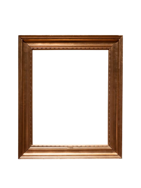 istock Vintage golden wood frame isolated on white background 1348377881