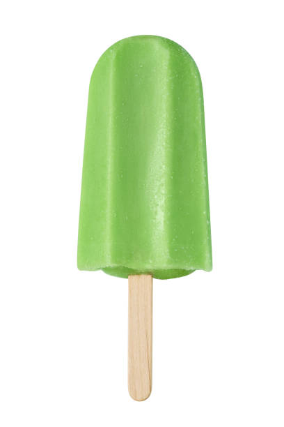 istock Green ice cream popsicle isolated on white background 1348377958