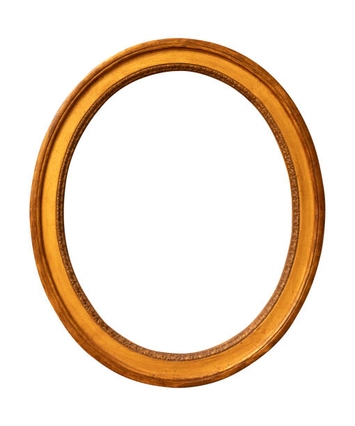 istock Vintage oval shape wooden frame isolated on white background 1348378064