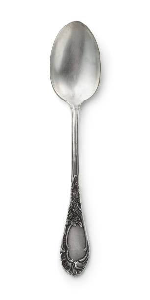istock Top view of old silver tea spoon 1348380025