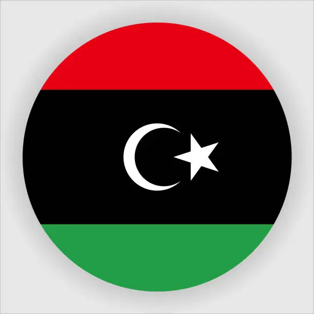 Vector illustration of Libya Flat Rounded Country Flag button Icon