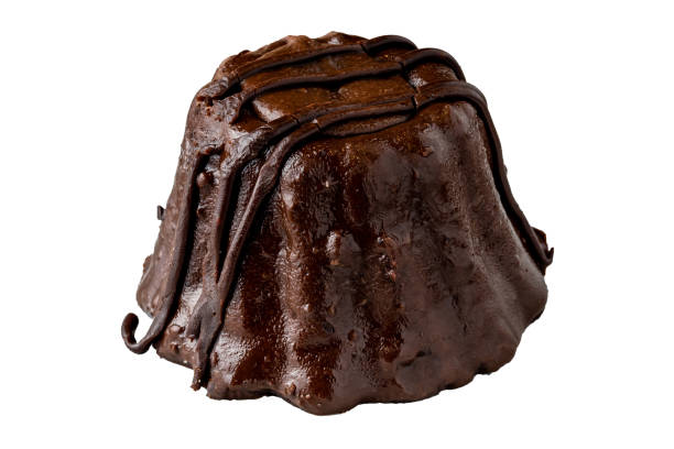 istock Fresh and delicious chocolate souffle on isolated white background 1348389524