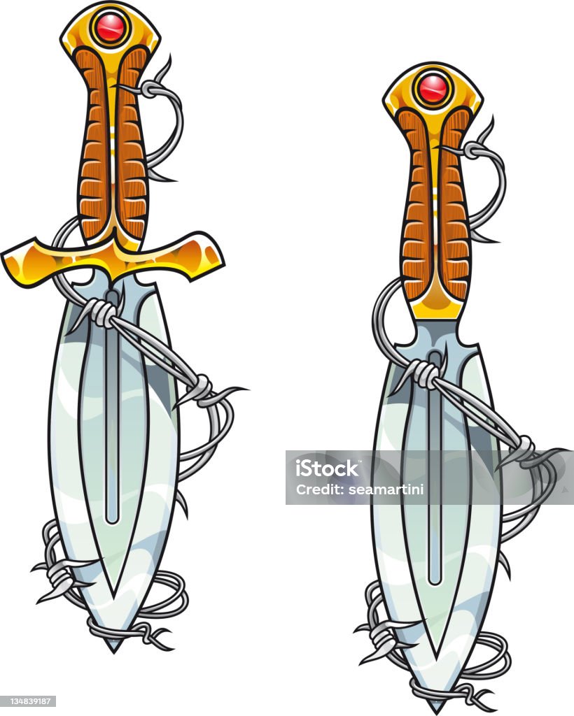 Dao Găm Với Hình Xăm Dây Thép Gai Hình minh họa Sẵn có - Tải xuống ...