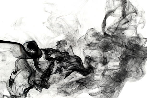 Black Smoke Black smoke pouring forth on a white background. flame photos stock pictures, royalty-free photos & images