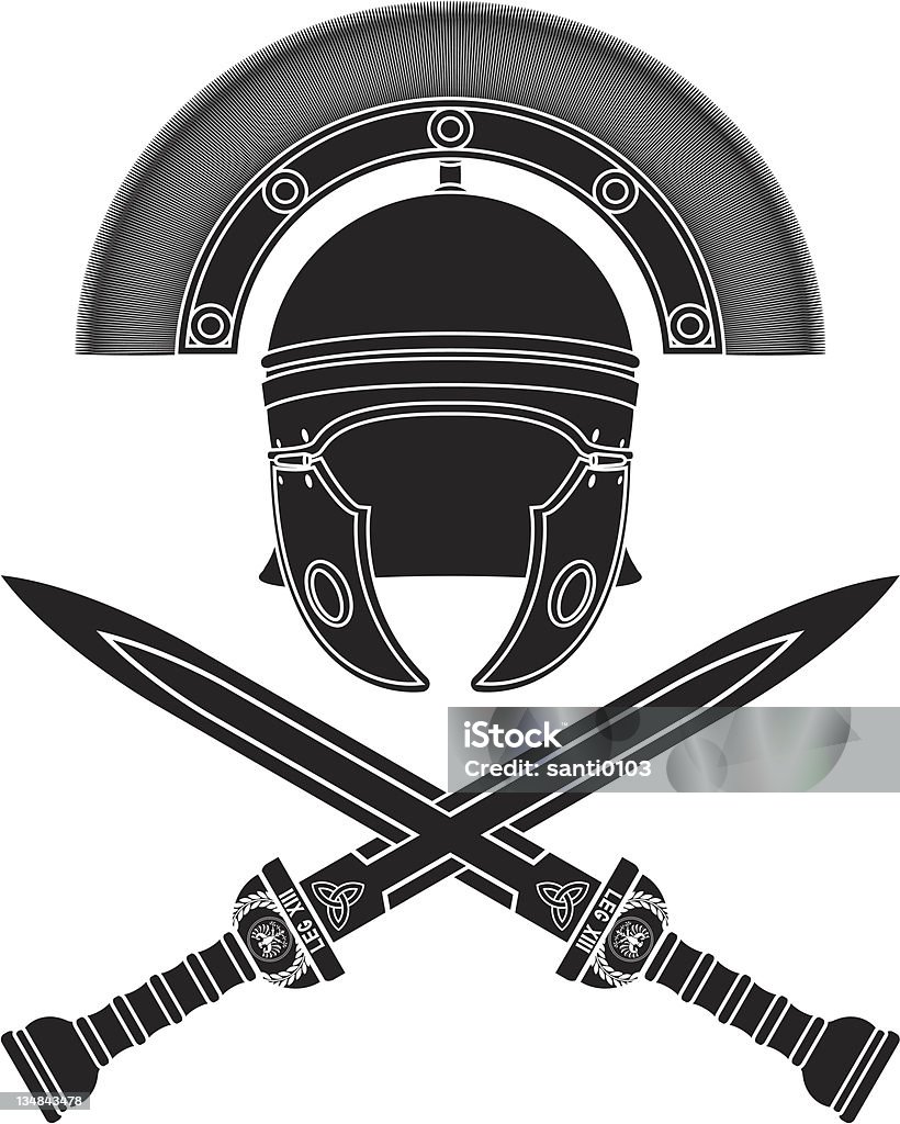 roman casco y swords - arte vectorial de Centurión libre de derechos