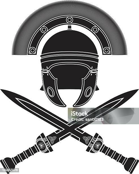 Ilustración de Roman Casco Y Swords y más Vectores Libres de Derechos de Centurión - Centurión, Accesorio de cabeza, Antigualla