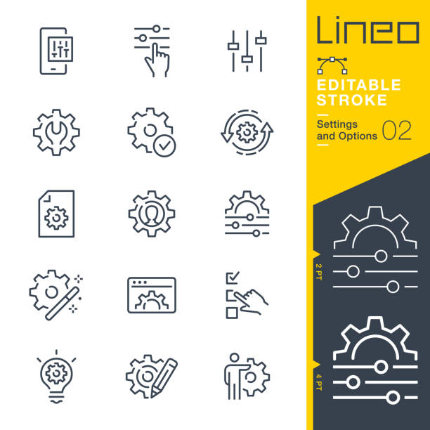 Lineo Editable Stroke - Settings and Options line icons Vector Icons - Adjust stroke weight - Expand to any size - Change to any colour making stock illustrations