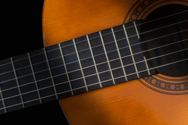 istock Guitar on black background. Classic acoustic guitar concept. 1348461425