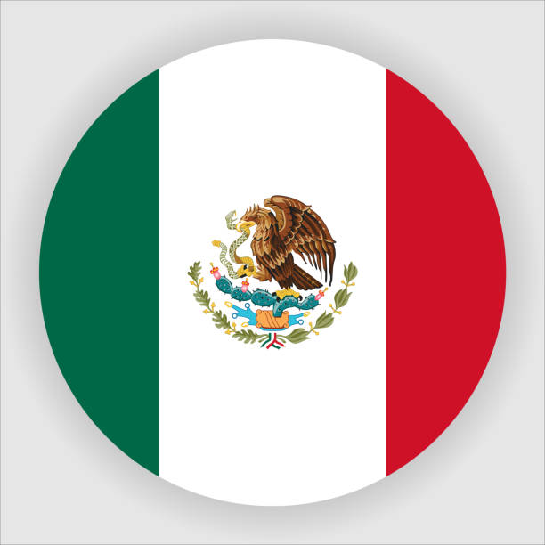 ilustraciones, imágenes clip art, dibujos animados e iconos de stock de icono del botón de la bandera del país redondeado de méxico - bandera mexicana