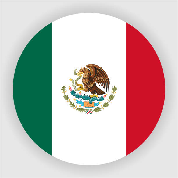 ilustrações, clipart, desenhos animados e ícones de ícone do botão bandeira do país arredondado plano do méxico - mexican flag