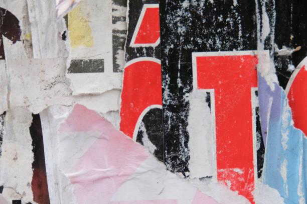 istock Torn street poster background. Abstract retro texture. 1348468485