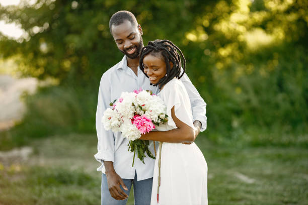 istock Black african american couple in rural setting 1348475637