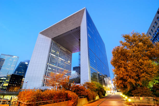 Modern architecture of the La Defense financial district in Paris, France