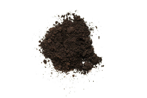 istock Black land for plant isolated on white background. 1348522706
