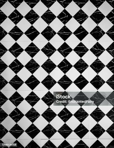 Tiles Vintage Black And White Tiles Texture Background Floor Stock Photo - Download Image Now