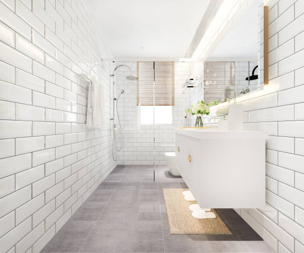 istock 3d rendering modern design and marble tile toilet and bathroom 1348538591