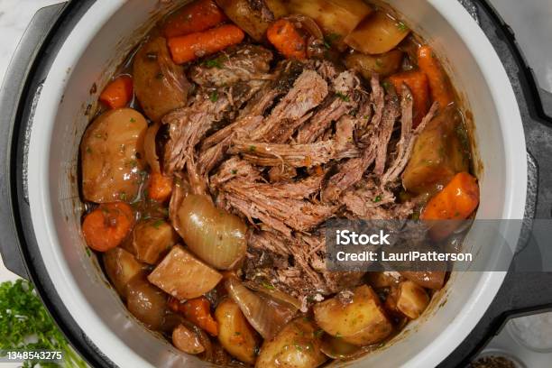 Slow Cooker Pot Roast Stock Photo - Download Image Now - Crock Pot, Pot Roast, Beef Stew