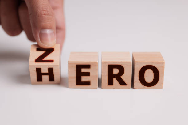 istock Hand flip wood cube change the word Zero or Hero concept. 1348551445