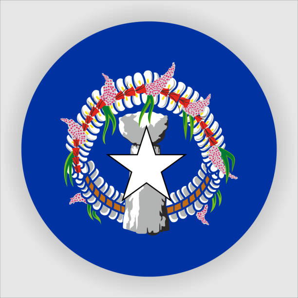 illustrations, cliparts, dessins animés et icônes de îles mariannes du nord flat rounded country flag bouton icône - îles mariannes du nord