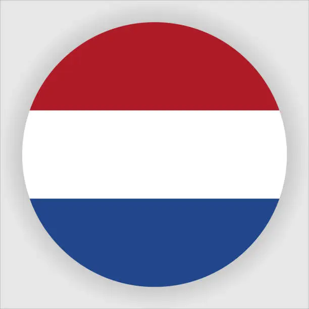 Vector illustration of Netherlands Flat Rounded Country Flag button Icon