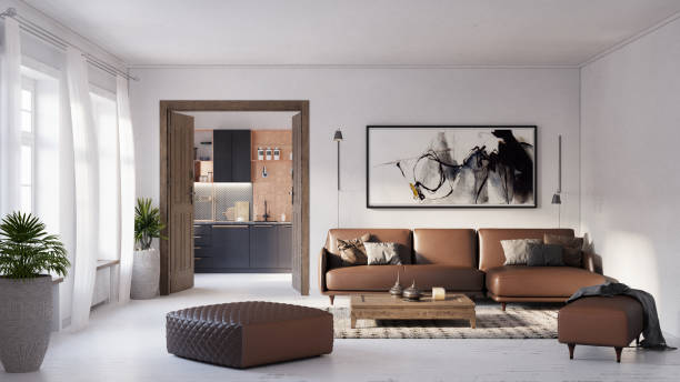 istock Front view of the old rustic living room with 1348561553