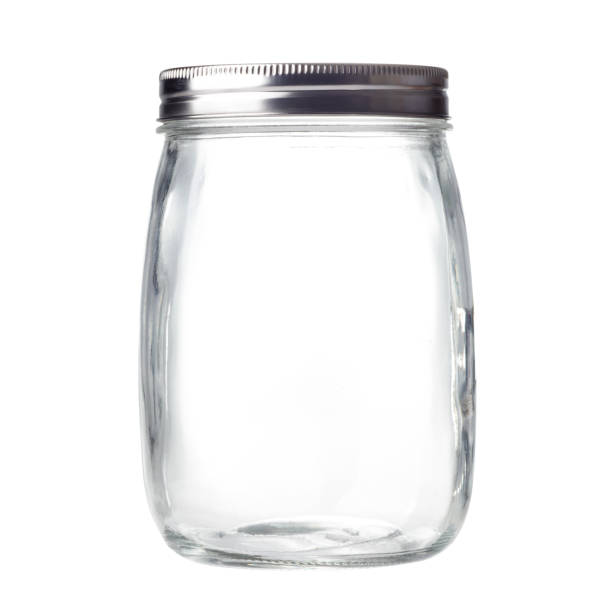 Empty mason jar with silver cap isolated on white background, include clipping path Empty mason jar with silver cap isolated on white background, include clipping path jar stock pictures, royalty-free photos & images