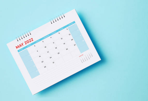 istock 2022 May Calendar On Aquamarine Background 1348565512