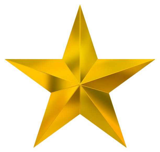 istock 5 point star - Christmas Star - golden single isolated on white - 3d rendering 1348565794