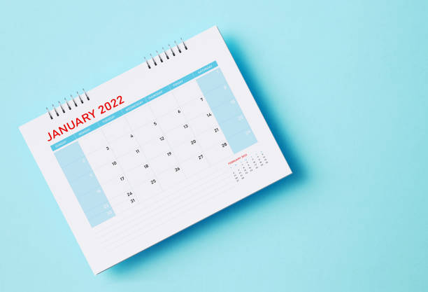 istock 2022 January Calendar On Aquamarine Background 1348565842