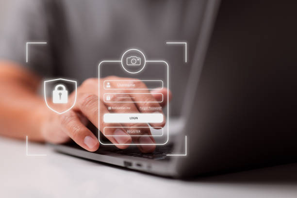 Login, User, identity information security and encryption, secure access to user's personal information, secure Internet access, cybersecurity are all terms when thinking about cyber security. stock photo