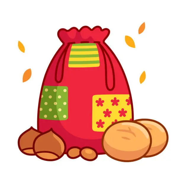 Vector illustration of Pão por Deus bag with cakes and nuts