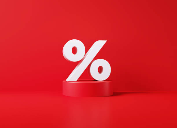 istock White Percentage Sign Sitting On Red Podium Before Red Background 1348567576