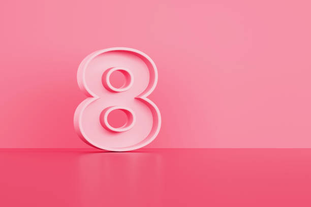 istock Pink Number Eight Sitting Before Pink Background 1348568969
