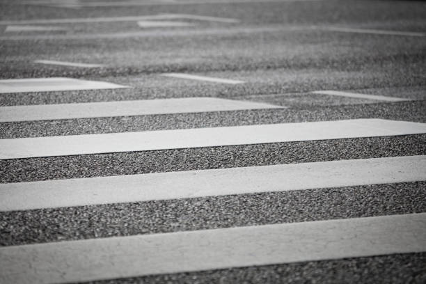 Road background with asphalt and pedestrian crossing. Asphalt texture.