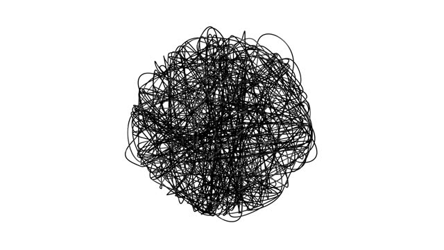 Hand drawn tangle scrawl sketch or black line spherical abstract scribble shape