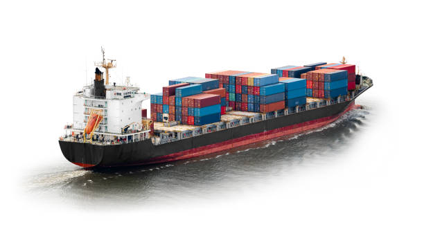 istock Container Cargo ship isolated on white background, Freight Transportation and Logistic, Shipping 1348576082