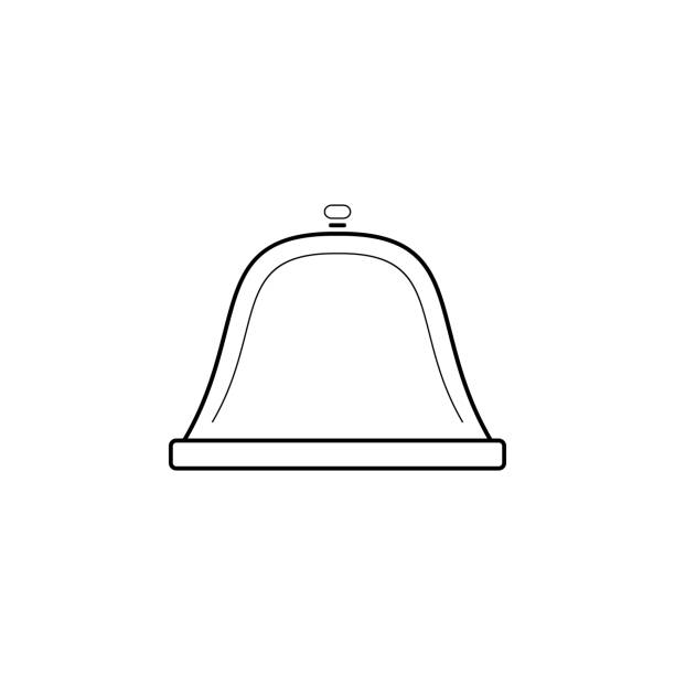 ilustraciones, imágenes clip art, dibujos animados e iconos de stock de icono de línea de campana de servicio - hotel bell hotel reception white background