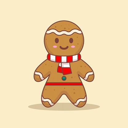 Cute Christmas gingerbread mascot logo design illustration
