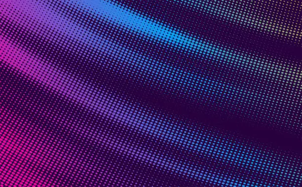 Vector illustration of Glowing halftone neon background.